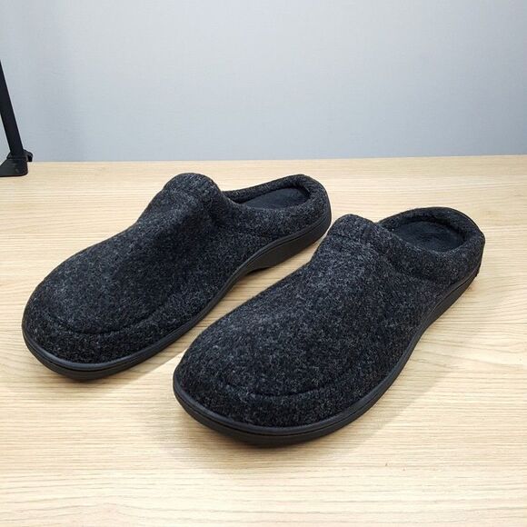 ISOTONER Slippers Mens Size 9.5 10.5 Gray Slip On Open Back Plush Memory Foam - Picture 1 of 5